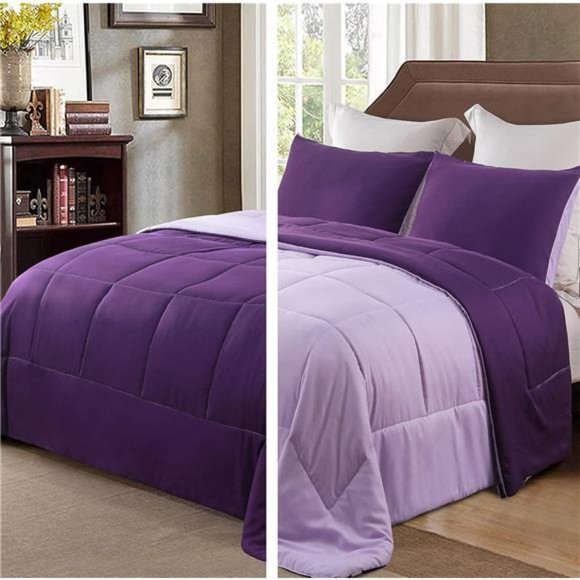 Other - Lightweight Reversible 3-Piece Comforter Set All Seasons, Down Alternative